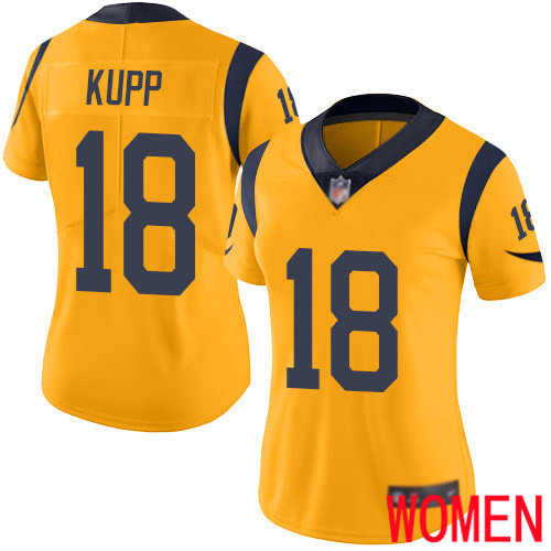 Los Angeles Rams Limited Gold Women Cooper Kupp Jersey NFL Football #18 Rush Vapor Untouchable->los angeles rams->NFL Jersey